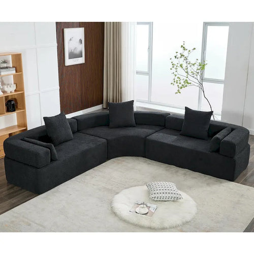 Canapé d'angle modulaire en bouclette, 3 pièces, 282 cm