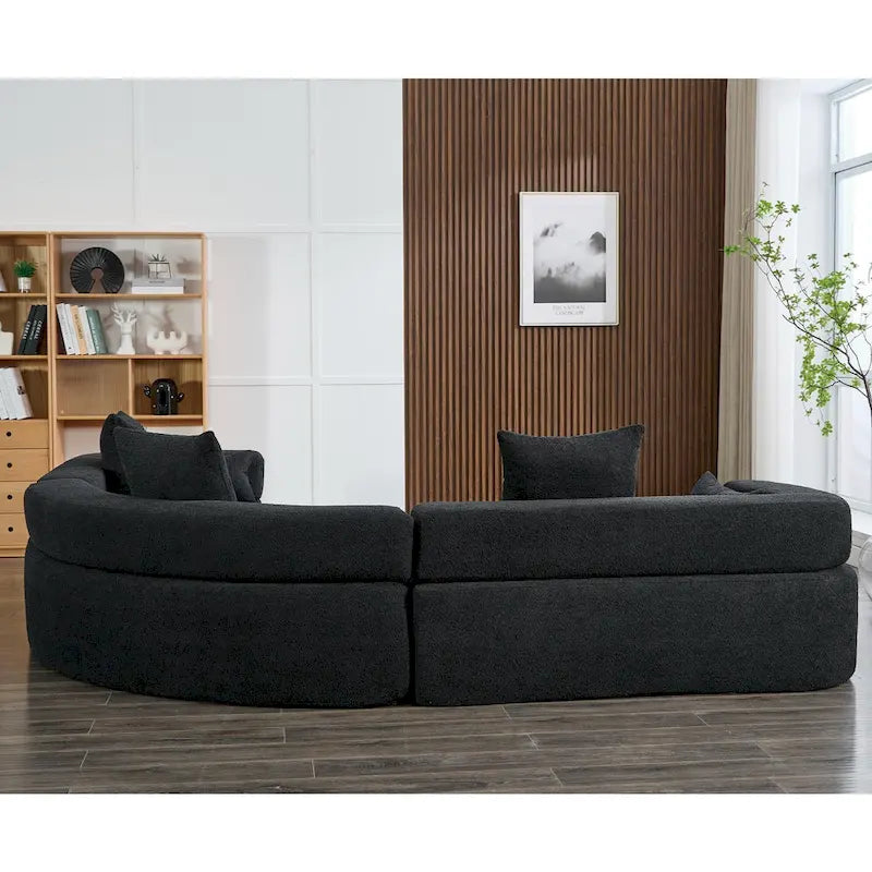Canapé d'angle modulaire en bouclette, 3 pièces, 282 cm