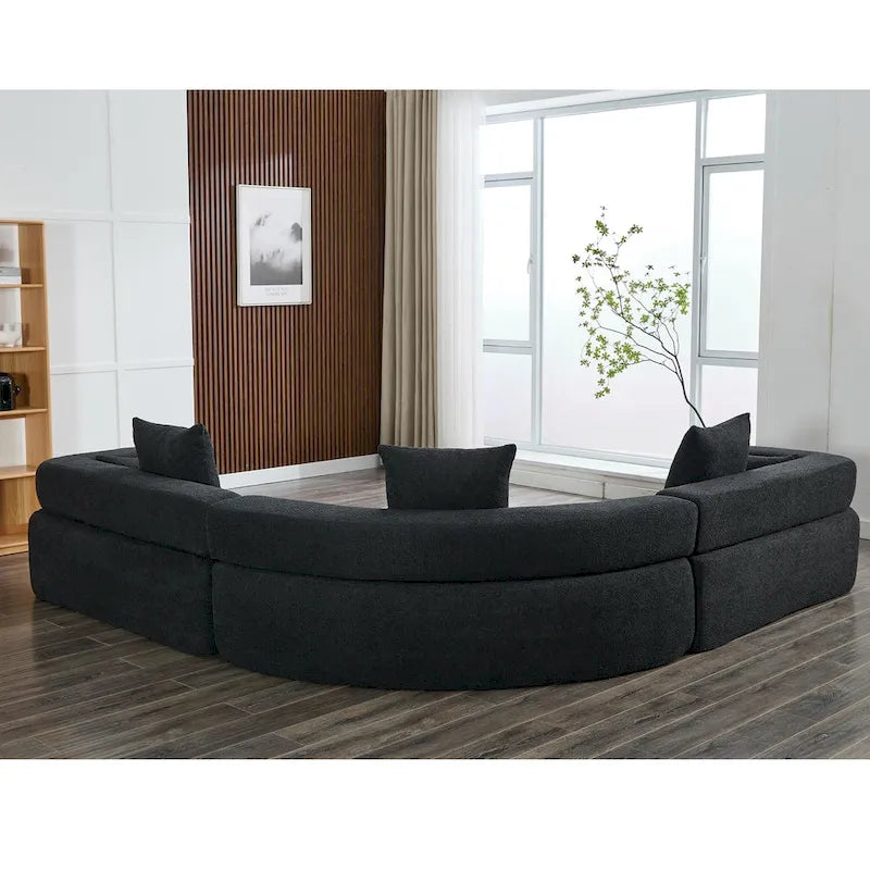 Canapé d'angle modulaire en bouclette, 3 pièces, 282 cm