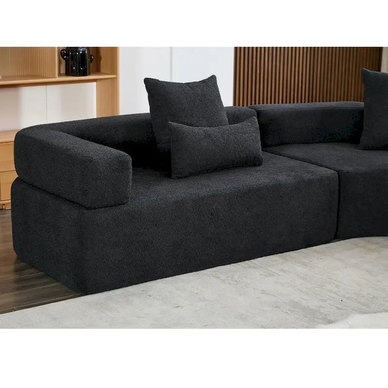 Canapé d'angle modulaire en bouclette, 3 pièces, 282 cm