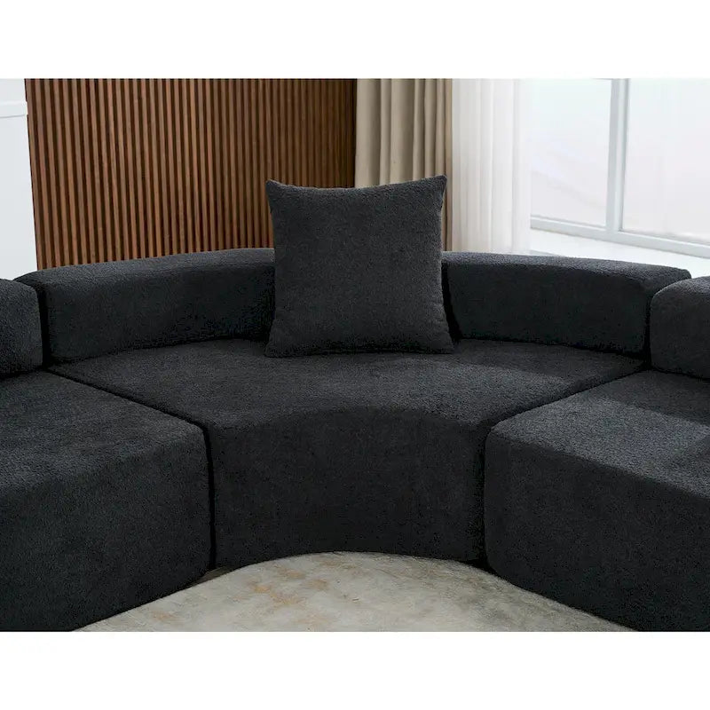 Canapé d'angle modulaire en bouclette, 3 pièces, 282 cm