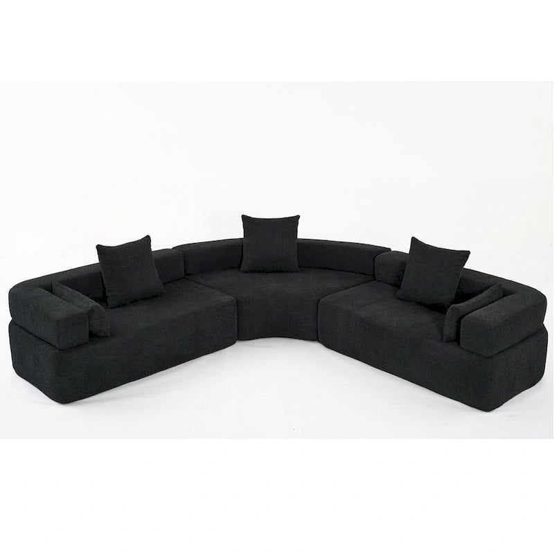 Canapé d'angle modulaire en bouclette, 3 pièces, 282 cm