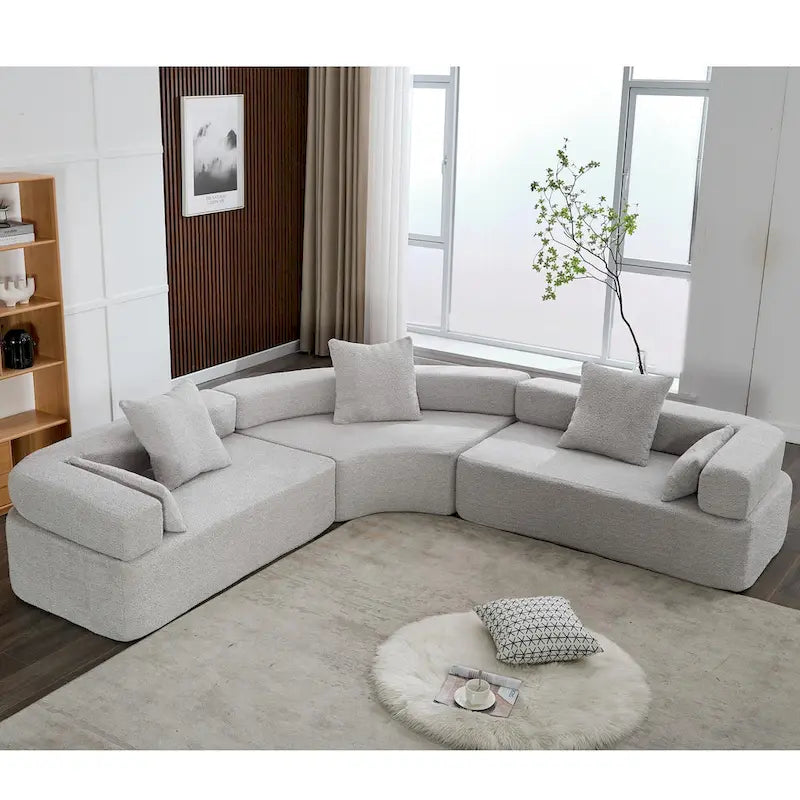 Canapé d'angle modulaire en bouclette, 3 pièces, 282 cm