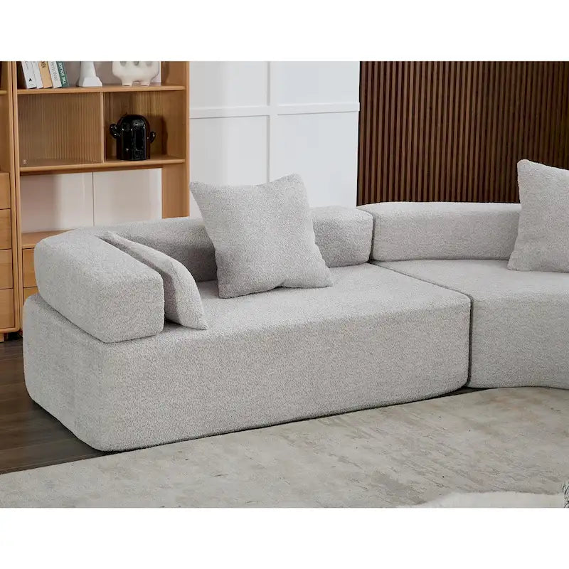 Canapé d'angle modulaire en bouclette, 3 pièces, 282 cm