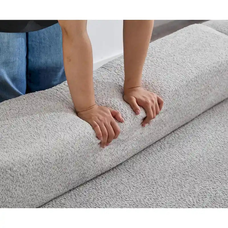 Canapé d'angle modulaire en bouclette, 3 pièces, 282 cm