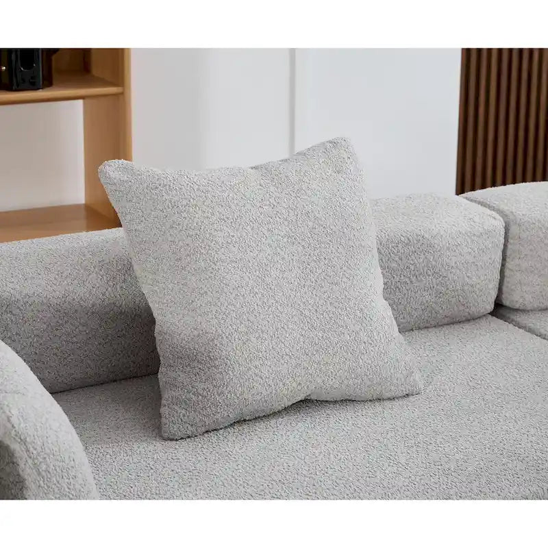 Canapé d'angle modulaire en bouclette, 3 pièces, 282 cm