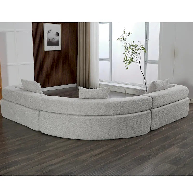 Canapé d'angle modulaire en bouclette, 3 pièces, 282 cm