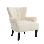 Fauteuil moderne beige de 73,66 cm avec dossier à canaux – Tissu doux et mousse haute densité