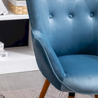 Fauteuil d'appoint capitonné en polyester bleu de 76 cm avec pieds en bois massif