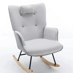 Fauteuil à bascule, fauteuil à bascule en tissu doux pied-de-poule et cuir pour chambre d'enfant