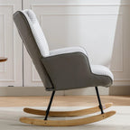 Fauteuil à bascule, fauteuil à bascule en tissu doux pied-de-poule et cuir pour chambre d'enfant