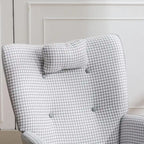 Fauteuil à bascule, fauteuil à bascule en tissu doux pied-de-poule et cuir pour chambre d'enfant
