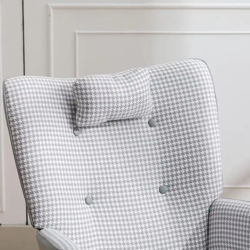 Fauteuil à bascule, fauteuil à bascule en tissu doux pied-de-poule et cuir pour chambre d'enfant