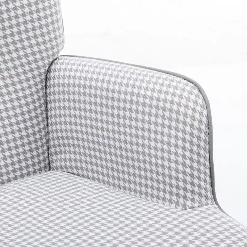 Fauteuil à bascule, fauteuil à bascule en tissu doux pied-de-poule et cuir pour chambre d'enfant