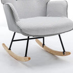 Fauteuil à bascule, fauteuil à bascule en tissu doux pied-de-poule et cuir pour chambre d'enfant