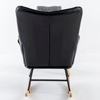Fauteuil à bascule, fauteuil à bascule en tissu doux pied-de-poule et cuir pour chambre d'enfant