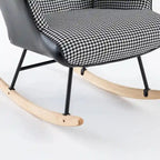 Fauteuil à bascule, fauteuil à bascule en tissu doux pied-de-poule et cuir pour chambre d'enfant