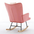 Fauteuil à bascule, fauteuil à bascule en tissu doux pied-de-poule et cuir pour chambre d'enfant