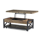 Table basse relevable rectangulaire en bois brun Carpenter avec roulettes - 50 x 18 x 26