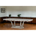 Table de salle à manger avec pied central en bois massif blanc cassé (44 po)