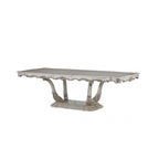 Table de salle à manger avec pied central en bois massif blanc cassé (44 po)