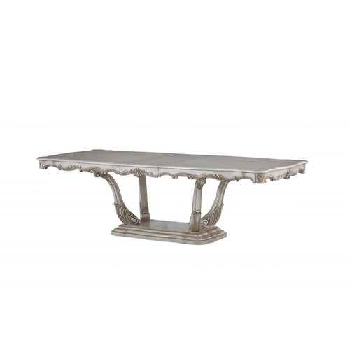 Table de salle à manger avec pied central en bois massif blanc cassé (44 po)
