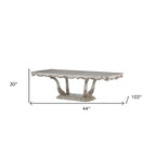 Table de salle à manger avec pied central en bois massif blanc cassé (44 po)