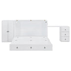 Lit escamotable Queen Size avec port USB, grand tiroir et combo armoire/bureau