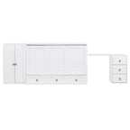 Lit escamotable Queen Size avec port USB, grand tiroir et combo armoire/bureau