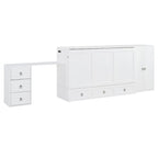Lit escamotable Queen Size avec port USB, grand tiroir et combo armoire/bureau