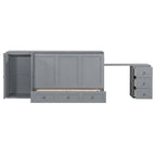 Lit escamotable Queen Size avec port USB, grand tiroir et combo armoire/bureau