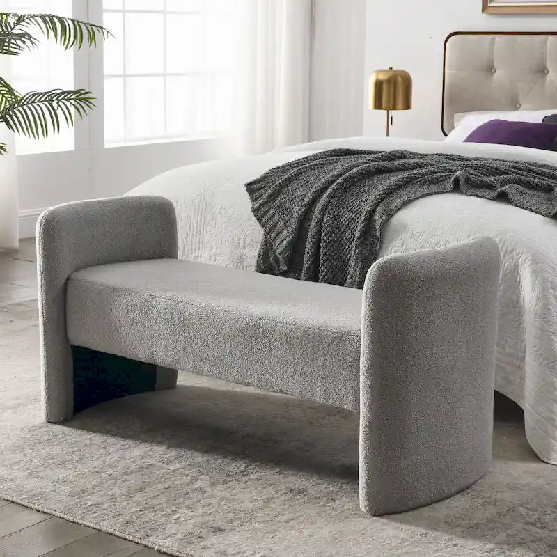 Banc rembourré en polyester avec cadre en H et rembourrage en mousse – 52" L, capacité de 250 lb, assemblage facile