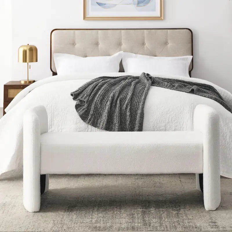 Banc rembourré en polyester avec cadre en H et rembourrage en mousse – 52" L, capacité de 250 lb, assemblage facile
