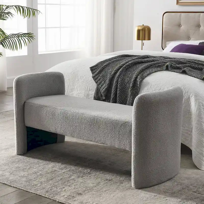 Banc rembourré en polyester avec cadre en H et rembourrage en mousse – 52" L, capacité de 250 lb, assemblage facile