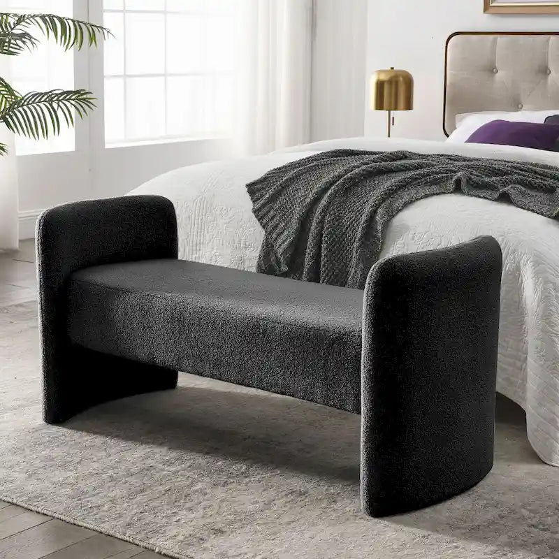 Banc rembourré en polyester avec cadre en H et rembourrage en mousse – 52" L, capacité de 250 lb, assemblage facile