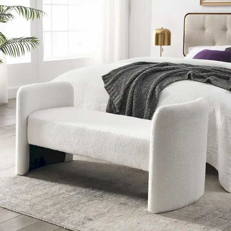 Banc rembourré en polyester avec cadre en H et rembourrage en mousse – 52" L, capacité de 250 lb, assemblage facile