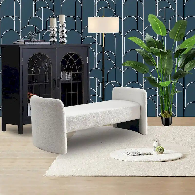 Banc rembourré en polyester avec cadre en H et rembourrage en mousse – 52" L, capacité de 250 lb, assemblage facile