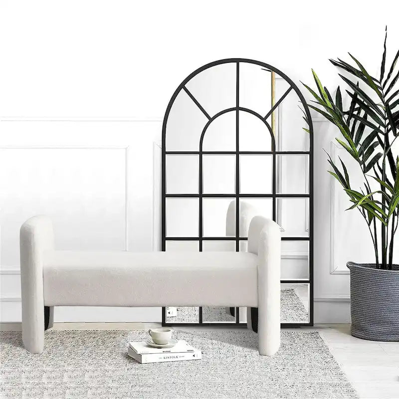 Banc rembourré en polyester avec cadre en H et rembourrage en mousse – 52" L, capacité de 250 lb, assemblage facile