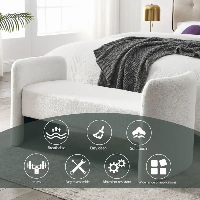 Banc rembourré en polyester avec cadre en H et rembourrage en mousse – 52" L, capacité de 250 lb, assemblage facile