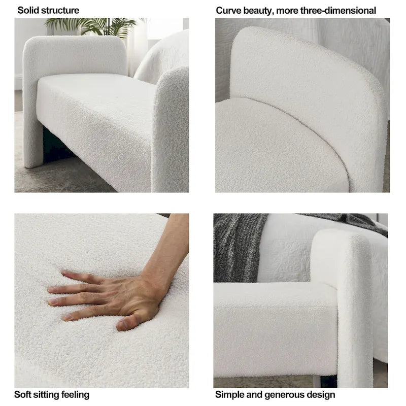 Banc rembourré en polyester avec cadre en H et rembourrage en mousse – 52" L, capacité de 250 lb, assemblage facile