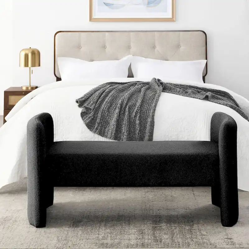Banc rembourré en polyester avec cadre en H et rembourrage en mousse – 52" L, capacité de 250 lb, assemblage facile