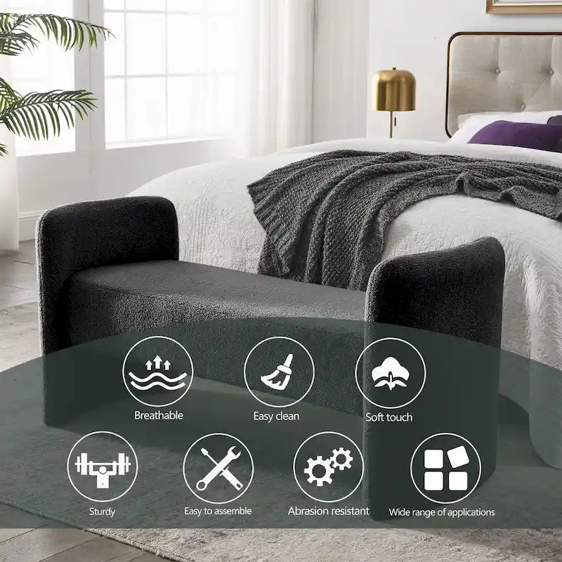 Banc rembourré en polyester avec cadre en H et rembourrage en mousse – 52" L, capacité de 250 lb, assemblage facile