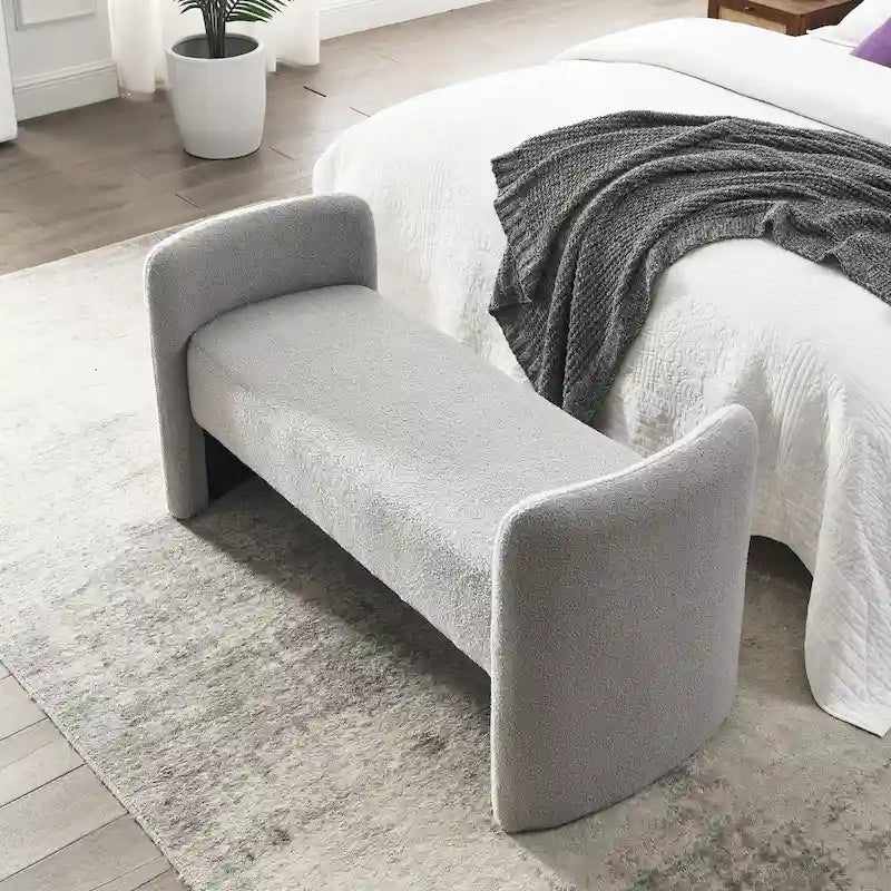 Banc rembourré en polyester avec cadre en H et rembourrage en mousse – 52" L, capacité de 250 lb, assemblage facile