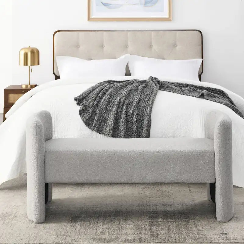 Banc rembourré en polyester avec cadre en H et rembourrage en mousse – 52" L, capacité de 250 lb, assemblage facile