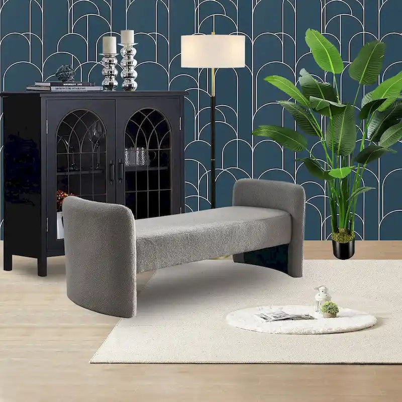 Banc rembourré en polyester avec cadre en H et rembourrage en mousse – 52" L, capacité de 250 lb, assemblage facile