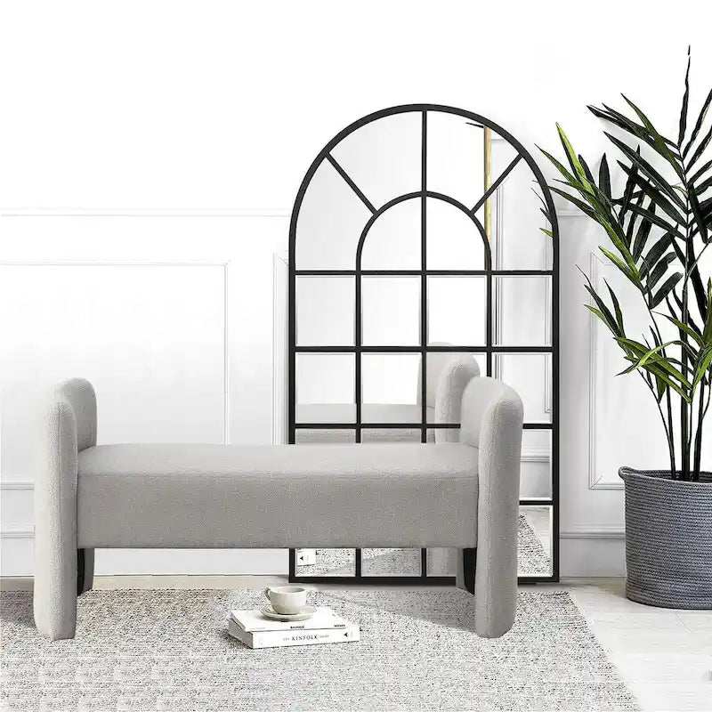 Banc rembourré en polyester avec cadre en H et rembourrage en mousse – 52" L, capacité de 250 lb, assemblage facile