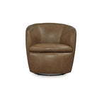 Fauteuil pivotant rond en cuir pleine fleur avec base métallique à 360° – 80,6 cm L
