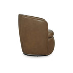 Fauteuil pivotant rond en cuir pleine fleur avec base métallique à 360° – 80,6 cm L
