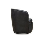 Fauteuil pivotant rond en cuir pleine fleur avec base métallique à 360° – 80,6 cm L