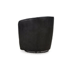 Fauteuil pivotant rond en cuir pleine fleur avec base métallique à 360° – 80,6 cm L